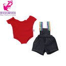 Roupas para Boneca de 18 Polegadas - Blusa Preta, Saia e Meia Calça