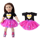 Roupas para Boneca de 18 Polegadas - Blusa Preta, Saia e Meia Calça