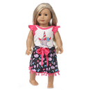 Roupas para Boneca de 18 Polegadas - Blusa Preta, Saia e Meia Calça
