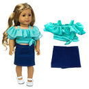 Roupas para Boneca de 18 Polegadas - Blusa Preta, Saia e Meia Calça