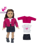 Roupas para Boneca de 18 Polegadas - Blusa Preta, Saia e Meia Calça